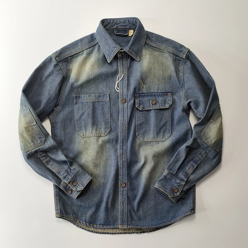 

Ретро-куртка в американском стиле, повседневная рабочая одежда, джинсовая куртка из 100% хлопка, плотная, износостойкая, для осени и зимы, мужская куртка.