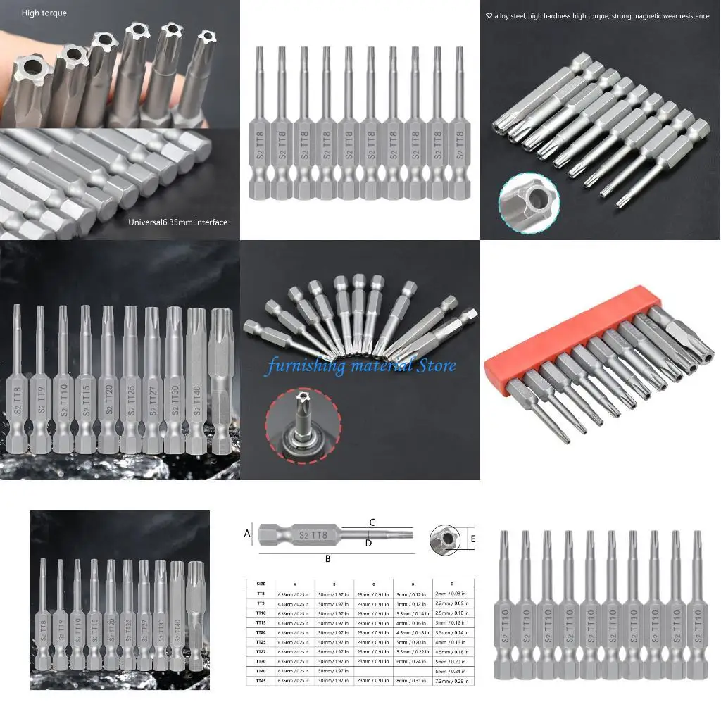 Y5GD 10 ชิ้น 50 มิลลิเมตรความปลอดภัย Blossom ชุดบิต 1/4 นิ้ว Shank Bit