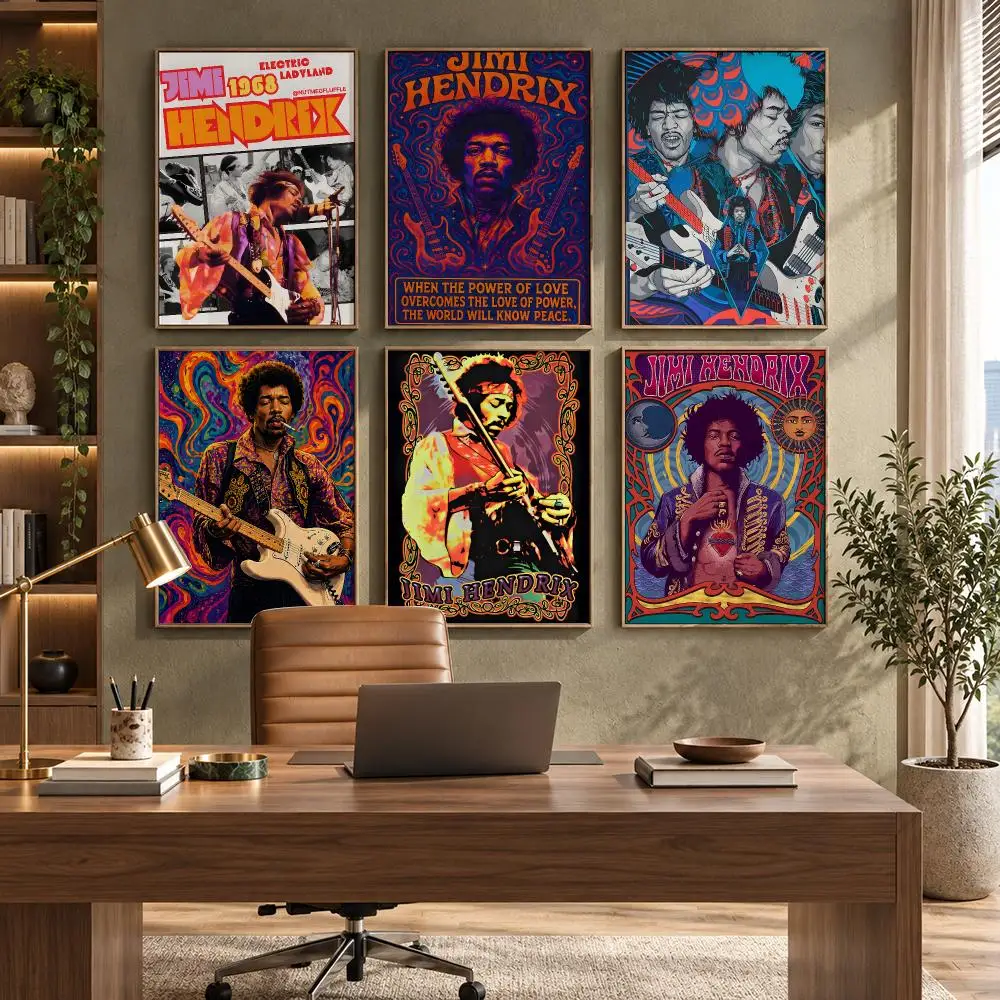 Singer J-Jimi Hendrix Poster High-Quality Waterproof Wall Decal for Study, Living Room & Garage, Great Gift for Fans