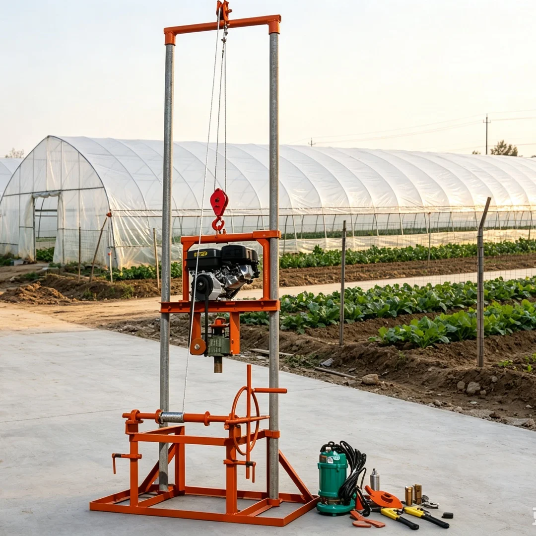 Customized Detachable Small Gantry Water Well Drilling Rig, Outdoor Field Drilling Machinery for Rural Household Water Supply