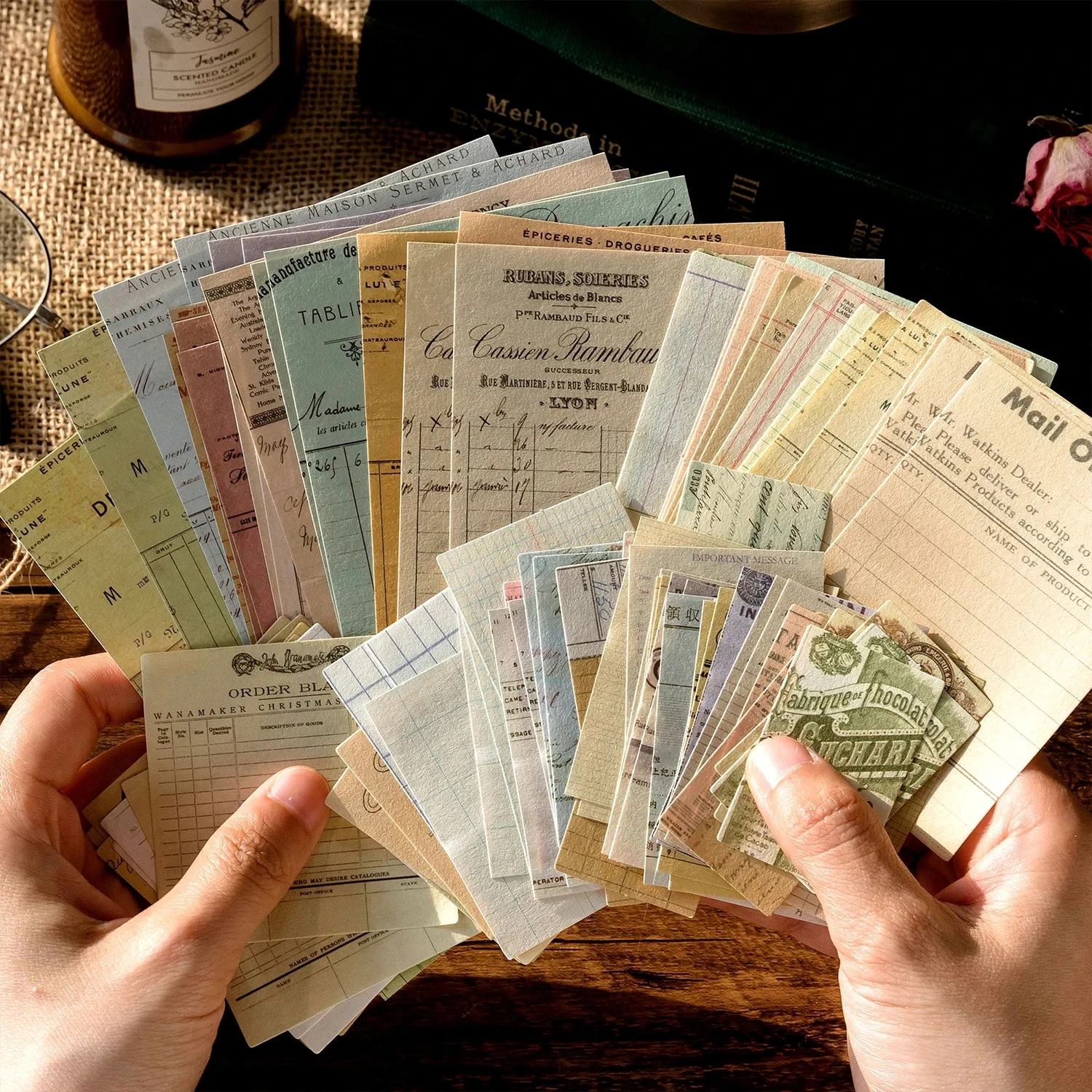 100 - Sheet Vintage Decorative Material Paper Set, Multi - Size, for Scrapbooking, Journaling and DIY Crafts