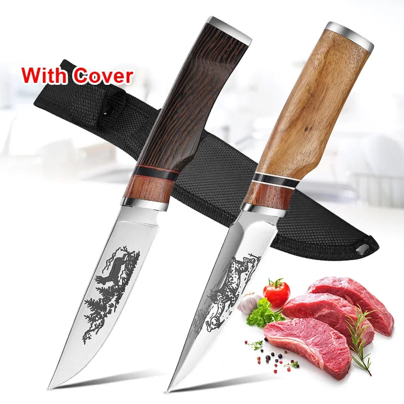 Barbecue Knife Boning Slicing Meat Fruit Vegetables Utility Butcher Boning Knife Wooden Handle Hand Forged Blade Kitchen Knives