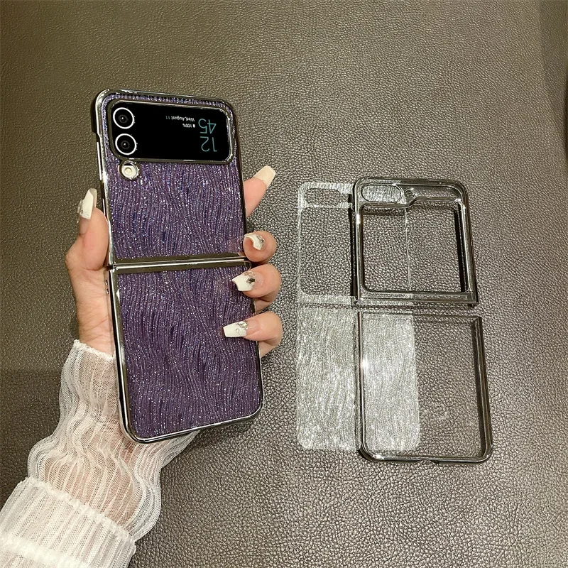 Чехол для Samsung Galaxy Z Flip 6 5 4 3, роскошный блестящий чехол с гальваническим покрытием, ударопрочная задняя крышка из поликарбоната