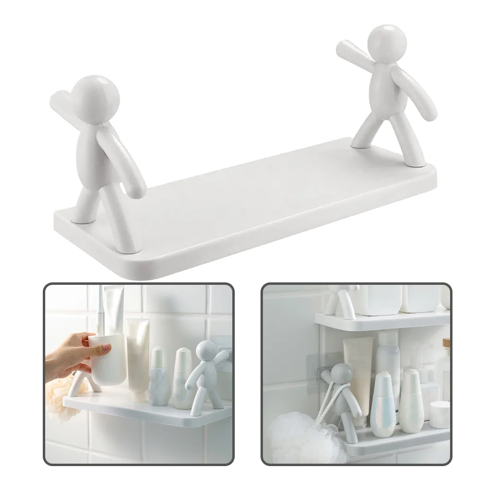 Wall Shelf Little Man Mount Cartoon Wall-mounted Non-punch Storage Rack Bathroom Girl Ledge Accessory Multi-use Hanging