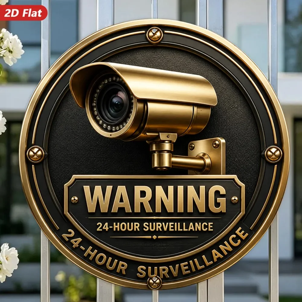 CIFBUY Modern Security Camera Sign Aluminum Wall Art Waterproof Wearproof for Home Living Room Office Warehouse Hallway Decor Gi