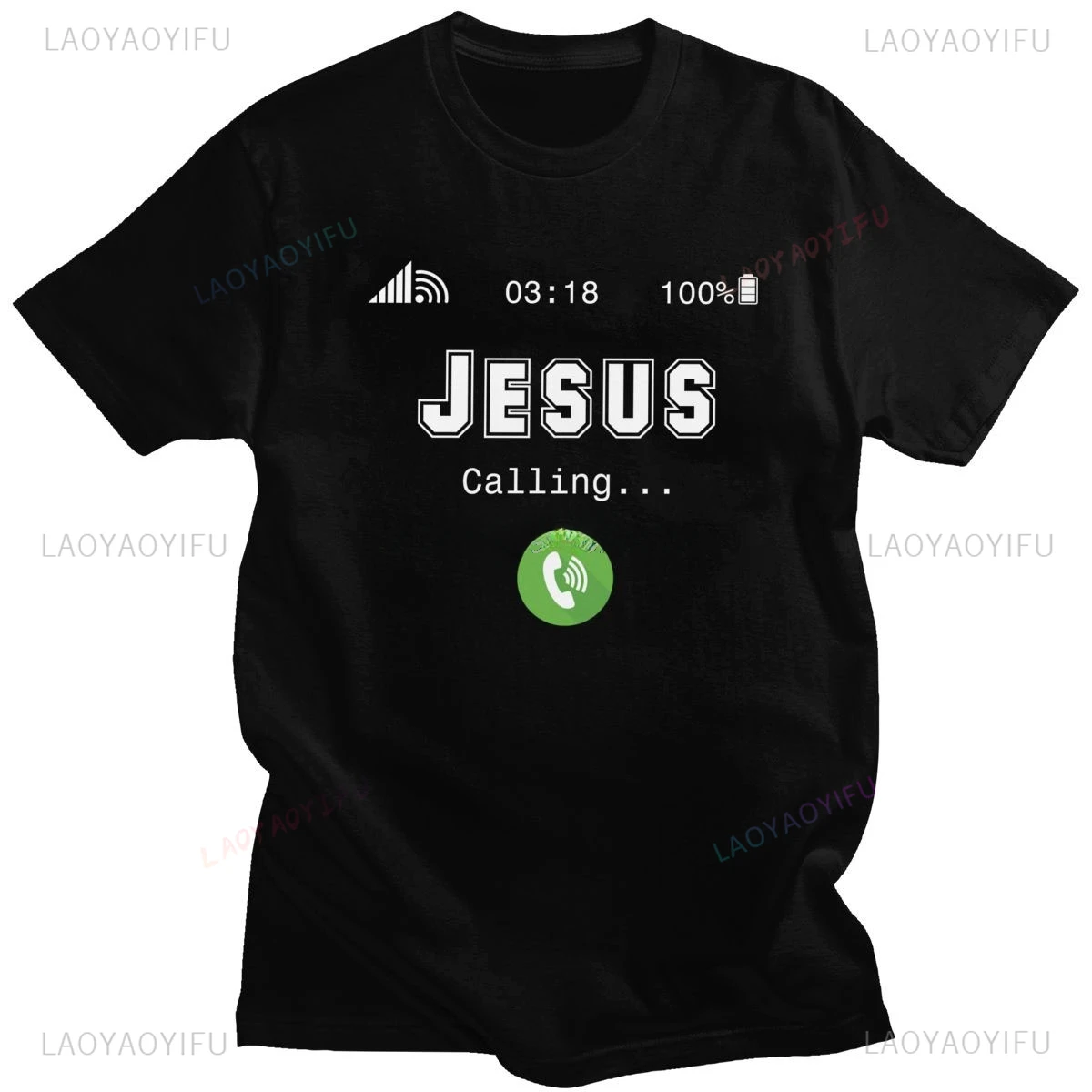 Humor Jesus Is Calling Tshirt For Men Funny Christian Faith Tshirt O-neck Fitted Tee Shirt Oversized Streetwear Top Tailor-made