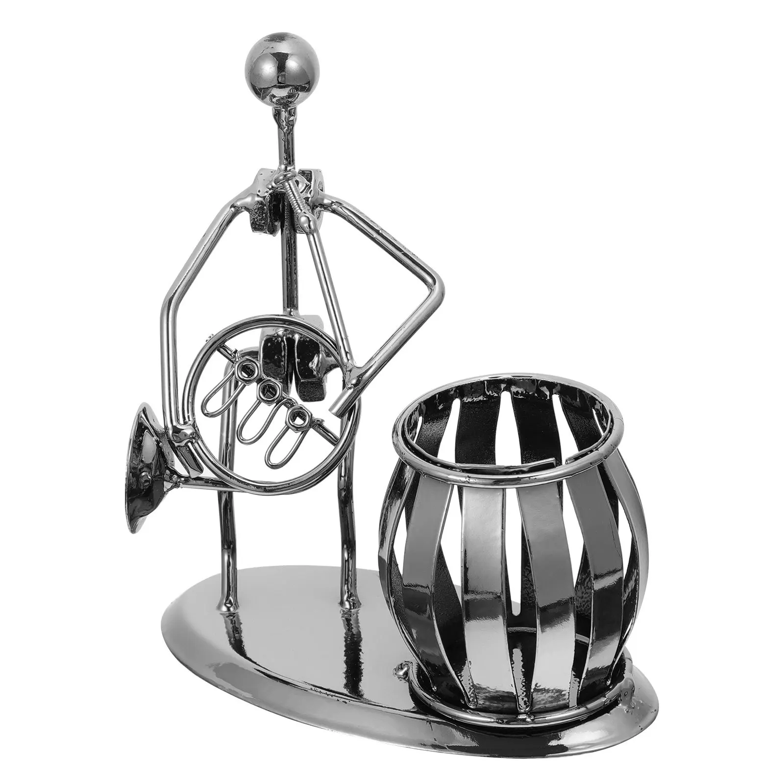 

1Pcs Nordic Style Ironwork Decorative Pen Holder Hollowed Silver Desktop Organizer Brush Pot Office Stationery Storage Box