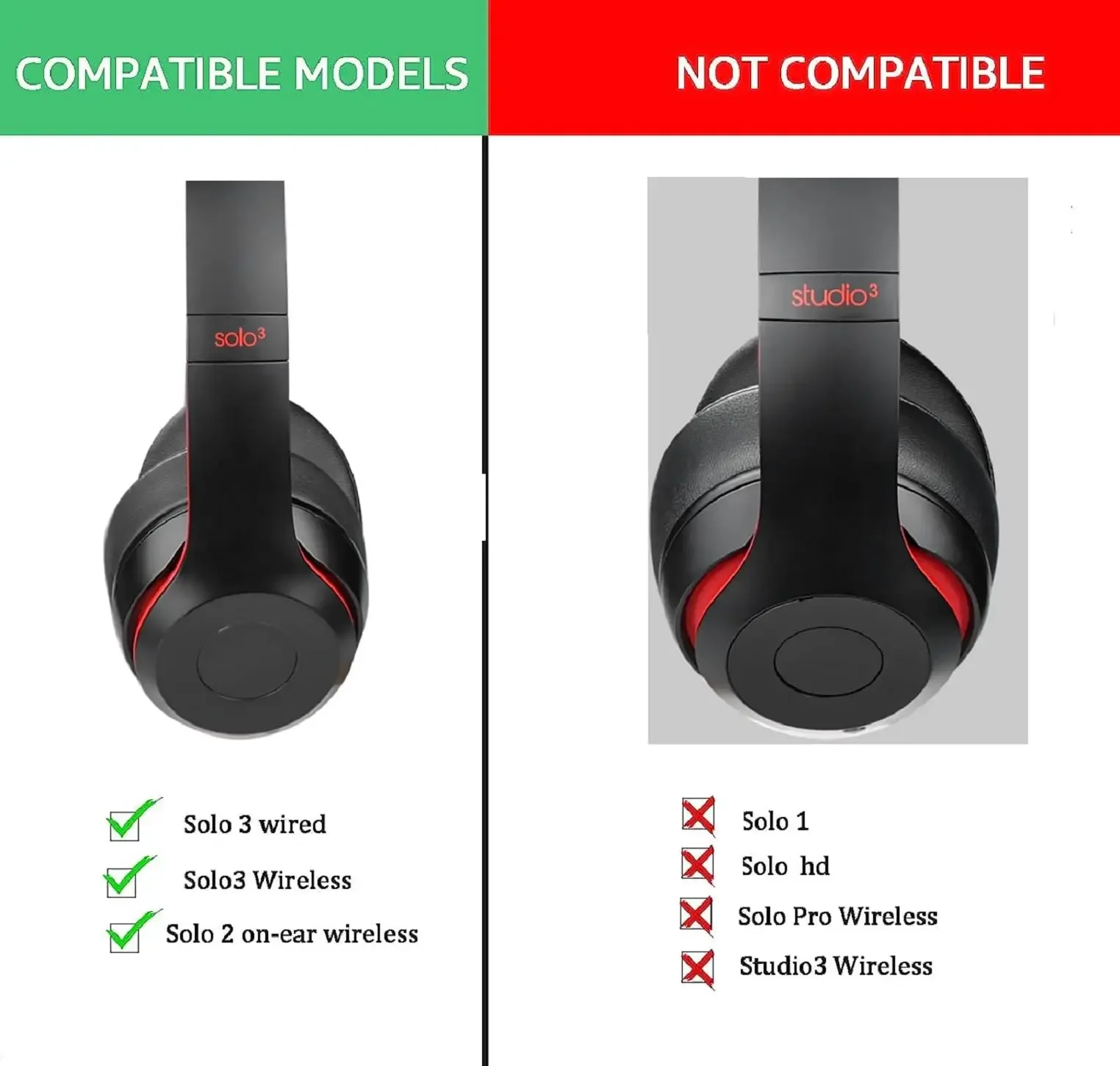 Cuscinetti auricolari di ricambio Cuscini per cuffie Beats Solo 2 e 3 Cuscinetti auricolari in gel rinfrescante Paraorecchie con maniche a cuscino