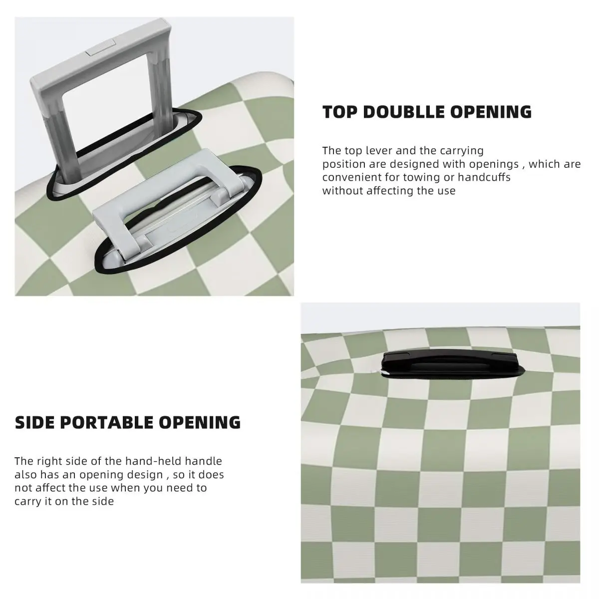 غطاء حقيبة بنمط فحص صغير على شكل لوح الشطرنج، أغطية حماية مرنة لأمتعة السفر مقاس 18-32 بوصة