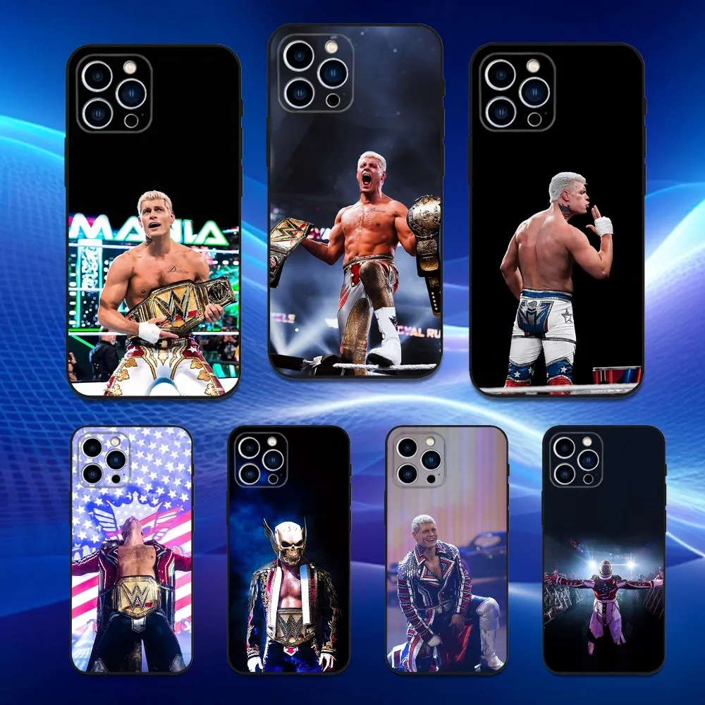 

C-Cody R-Rhodes Wrestler Phone Case For iPhone 16,15,14,13,12,11 Plus,Pro Max,XS,X,XR,SE,Mini,8,7,Soft Silicone Black Cover