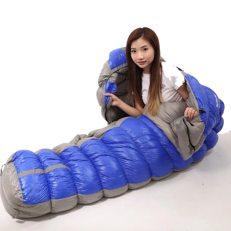 230*90CM Filling 2200G/2500G/3000G White Duck Down Mummy Sleeping Bag Outdoor Camping Cold Weather Keep Warm Tourist Thicken Big