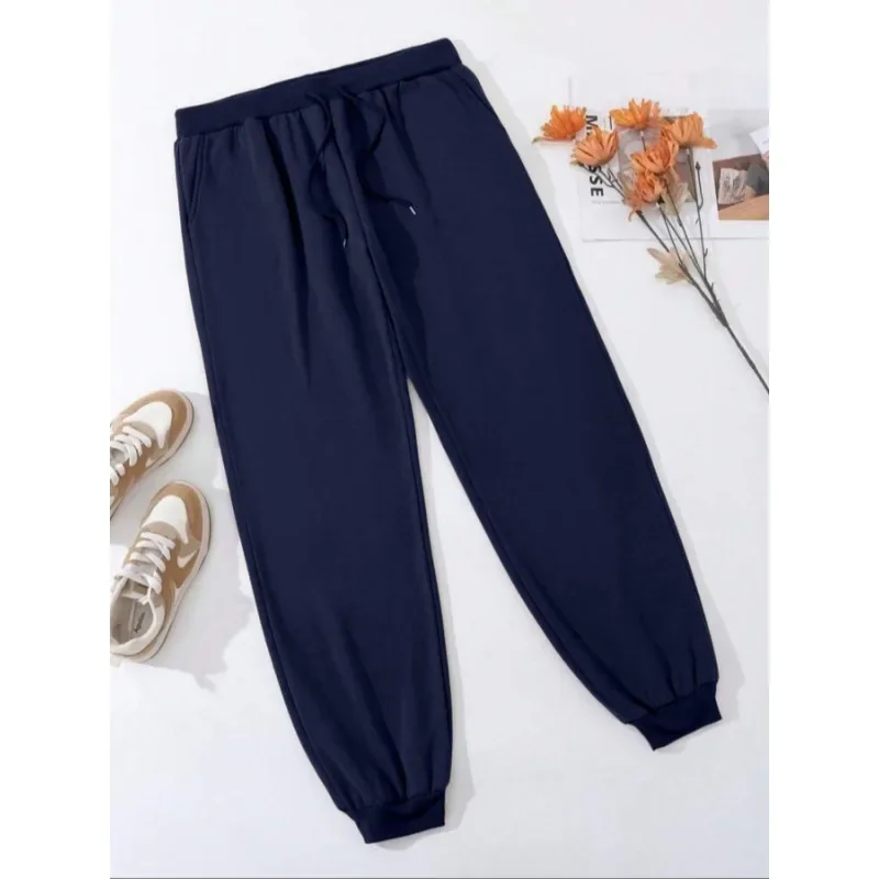 Pantalones cómodos de talla grande 1XL-5XL para mujer, informales, versátiles, de Color sólido, con cintura elástica, adecuados para ir al trabajo