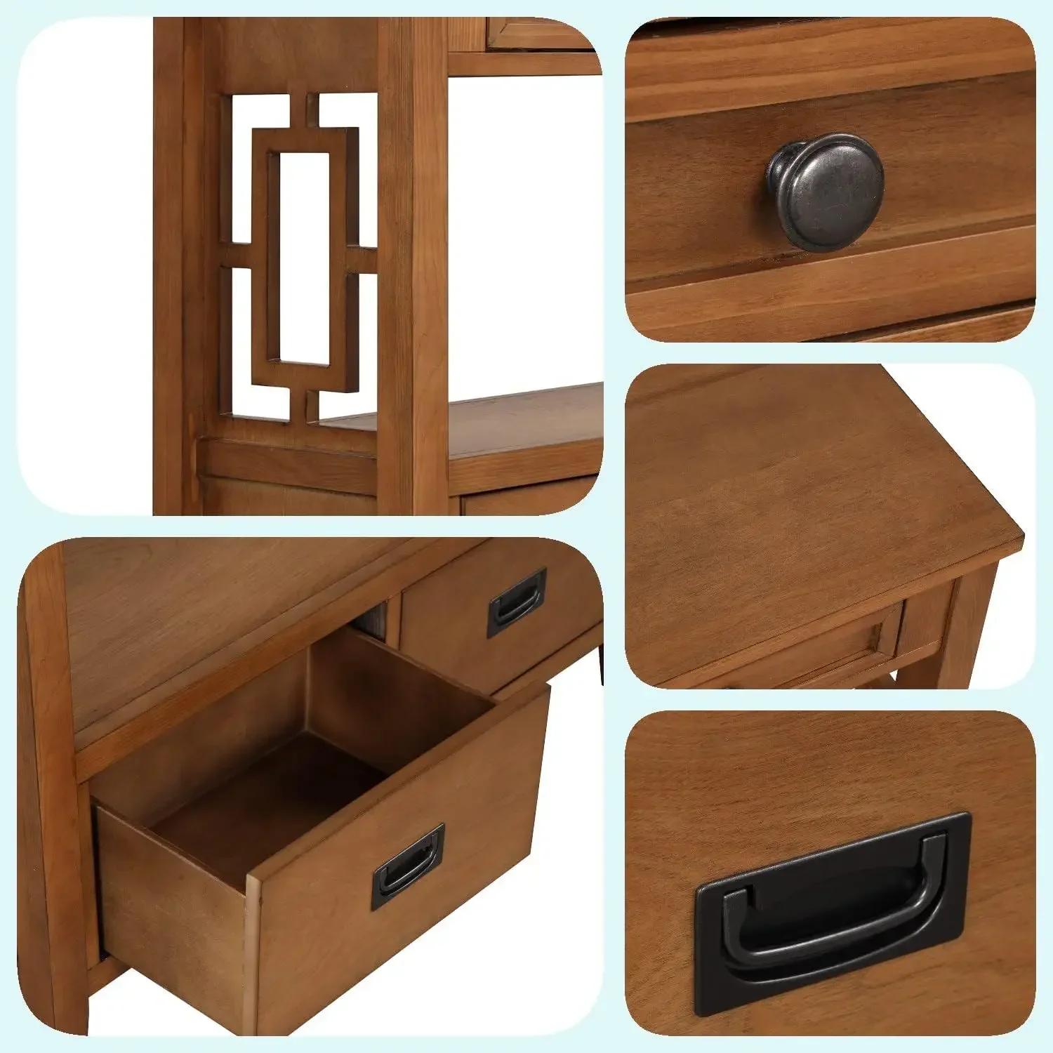 베스트셀러, 지금 구매하세요! ]36인치 컨트리 팜하우스 콘솔 테이블(서랍 4개 및 수납 선반 1개 포함) 엔트리웨이에 적합한 소나무 목재