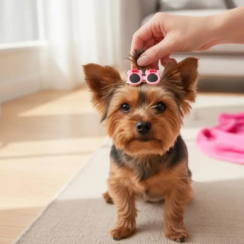 10 Pcs Pet Sunglasses Hair Clip Cute Cartoon Animal Shape Mini Hair Barrett Pet Hair Accessories For Cat Dog Photo Decor Props