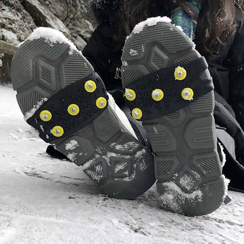 

2 Sets Crampons Crayfish for Mountain Shoes Ice Snow and Screws Spikes Traction Cleats Non- Slip over Grips Protector