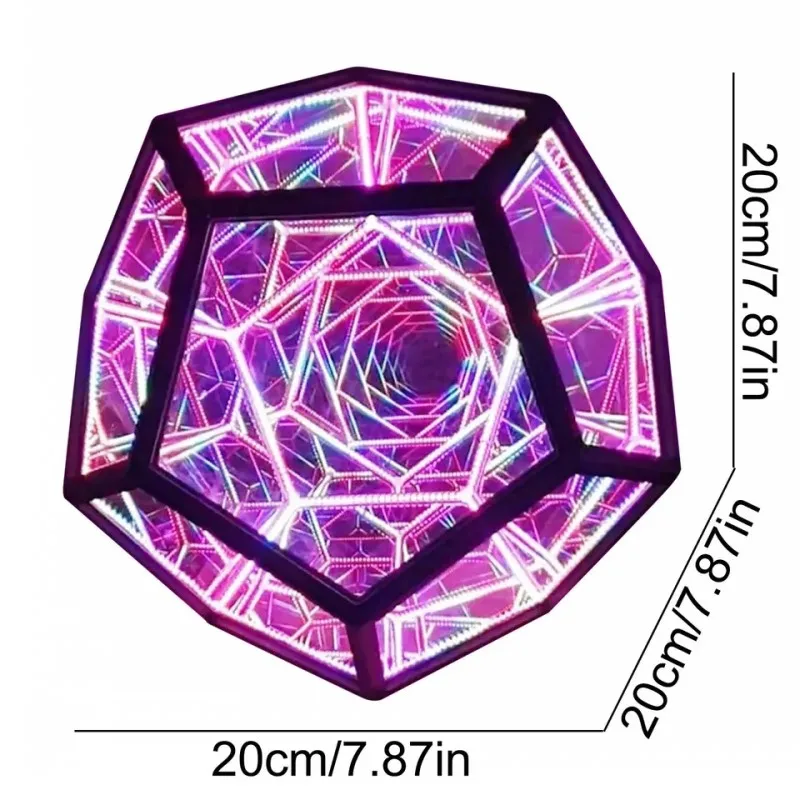 Infinity Dodecahedron Gaming Light 3D Cube Light Desk Cool RGBW Led Table Lamp for Bedroom Gaming Room Decor Led Night Lights