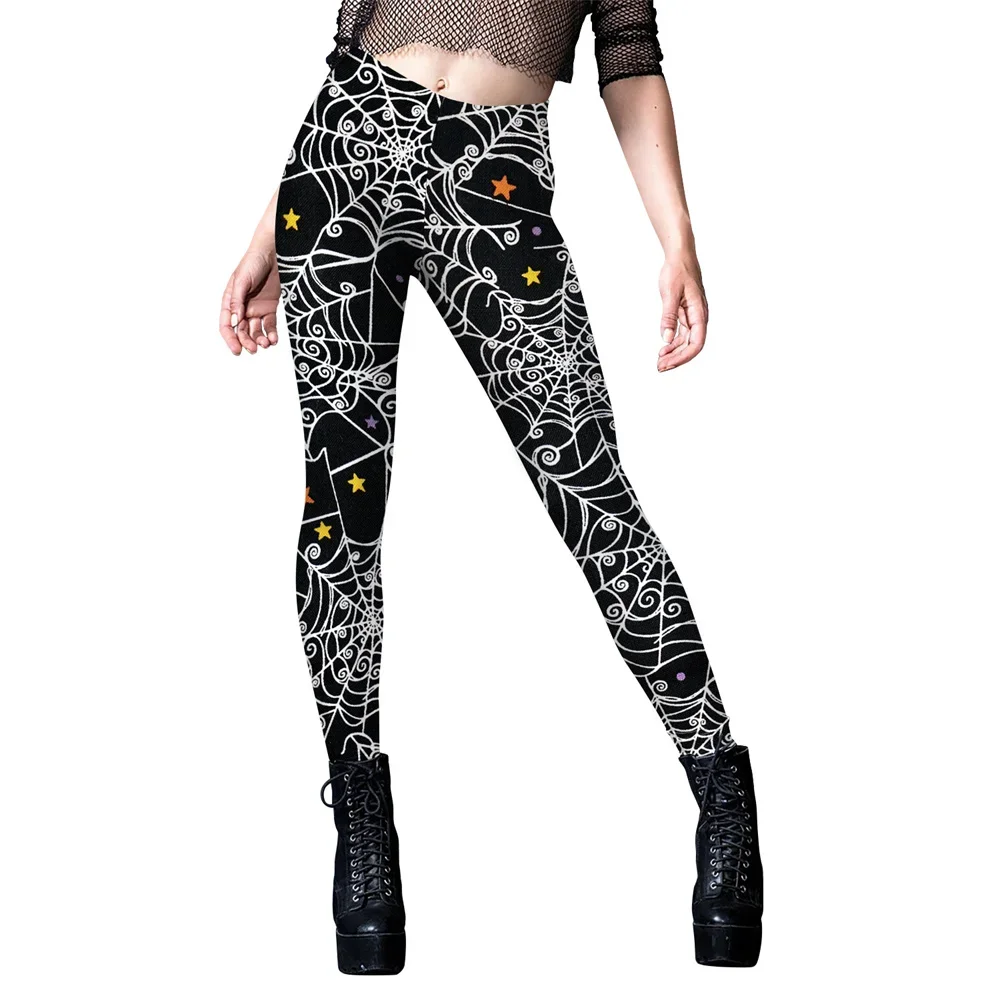 Mallas Push Up con estampado de calavera para Mujer, Leggings Sexy, elásticos, negro y rojo, para Halloween