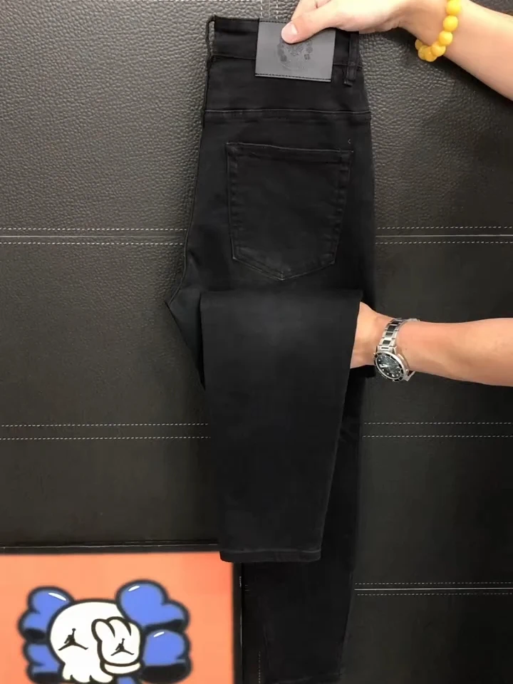 

Высококачественные модные новые мужские джинсы прямого кроя на весну-осень, со средней посадкой, из денима, повседневные, комфортные