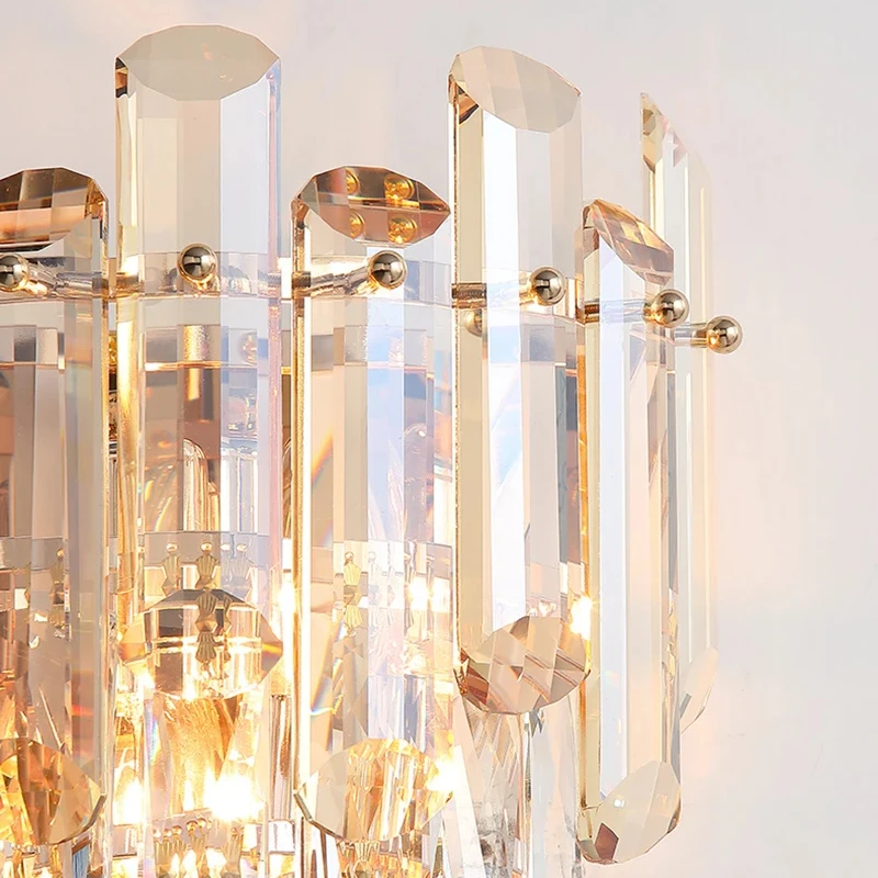 Luxury Crystal Bedroom Bedside Led Lights Modern Minimalist Sconce Fixture Wall Panel Lamps for Living Room Decor Home-appliance