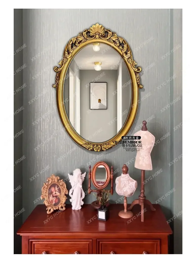 Vintage oval bathroom mirror decorative bathroom mirror wall hanging vanity mirror