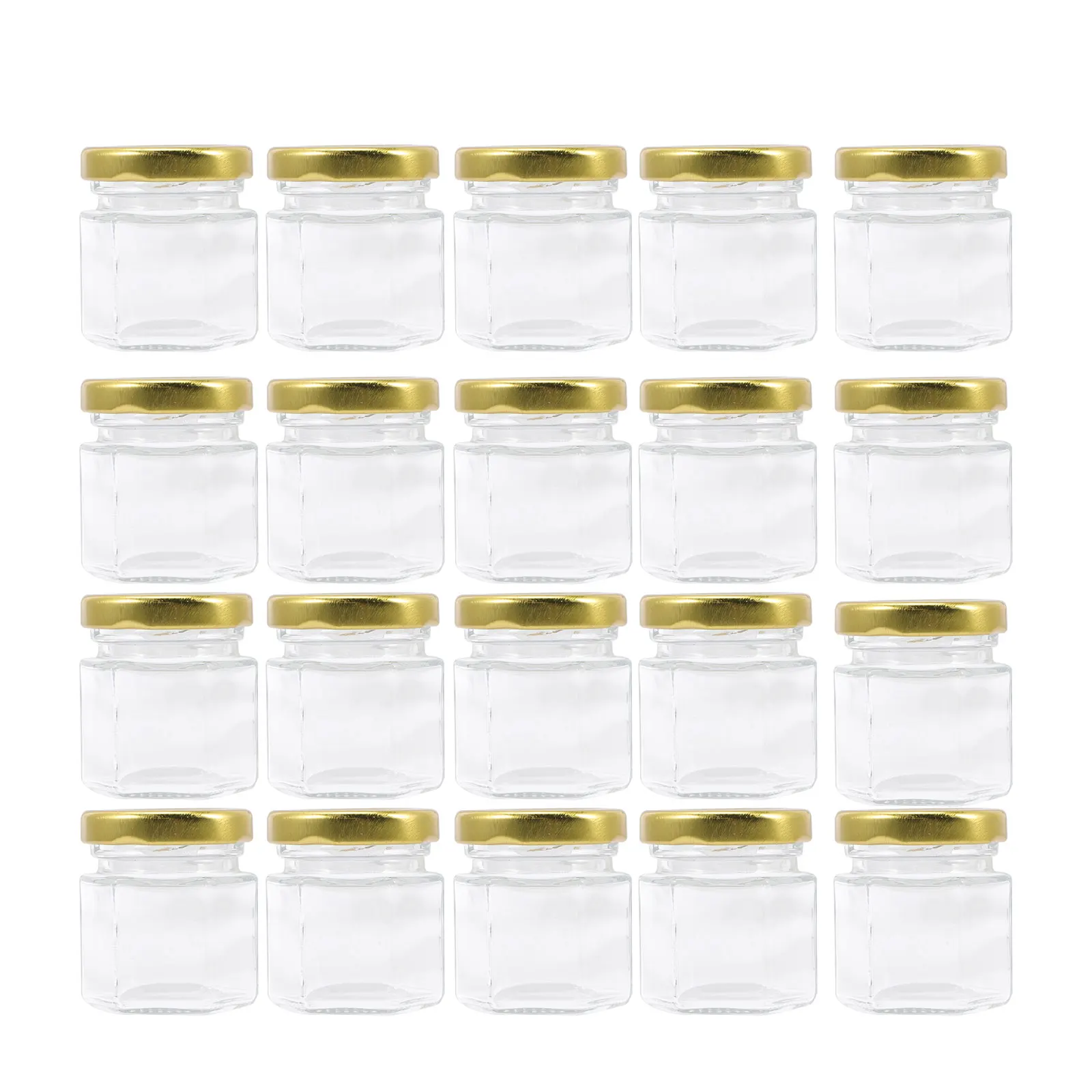 

20Pcs Food Jars Hexagon Small Glass Jars with Lids for Food Spices Honey 45ml Airtight Transparent Containers