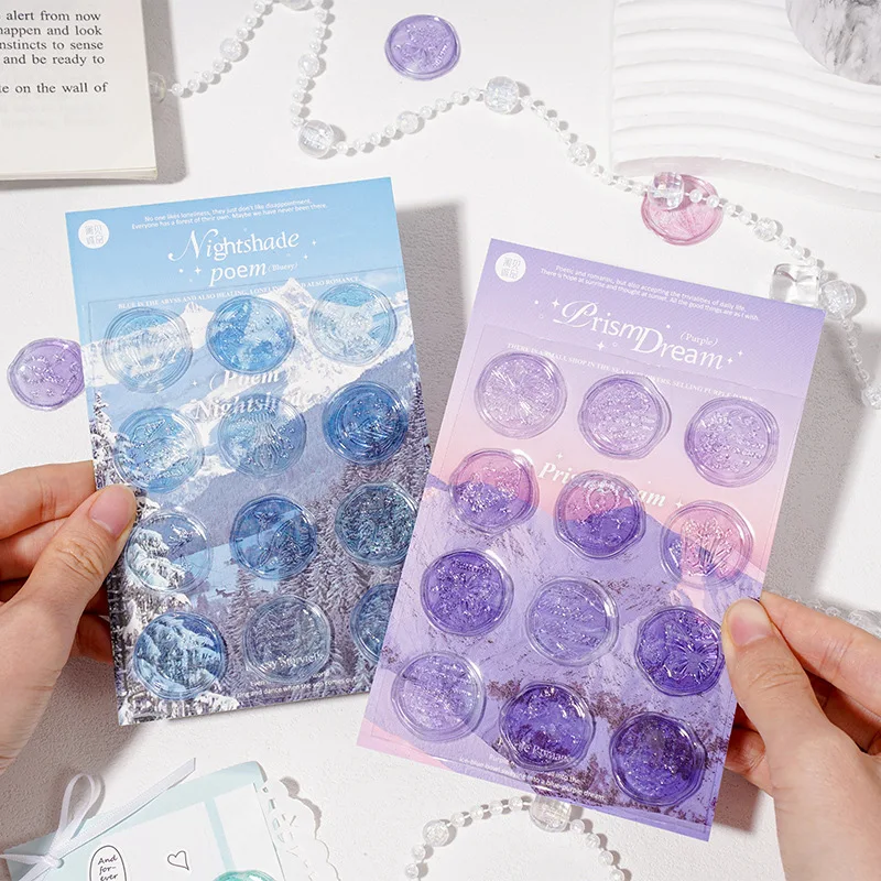

Creative Wax Seal Stickers Waterproof Planner Decorative Stickers for Scrapbooking Kids DIY Craft English Design