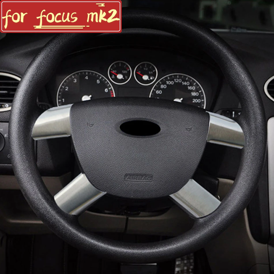 Per Ford Focus 2 MK2 2005 - 2011 in acciaio inox interni auto volante decorazione copertura adesivo Trim accessori