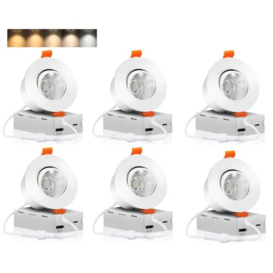 

Светодиодный встраиваемый светильник-глазок, диммируемый, поворотный, регулируемый, с изменяемой цветовой температурой 2700K/000K/500K/000K/5000K, 8 Вт, герметичный, ETL FCC, в упаковке