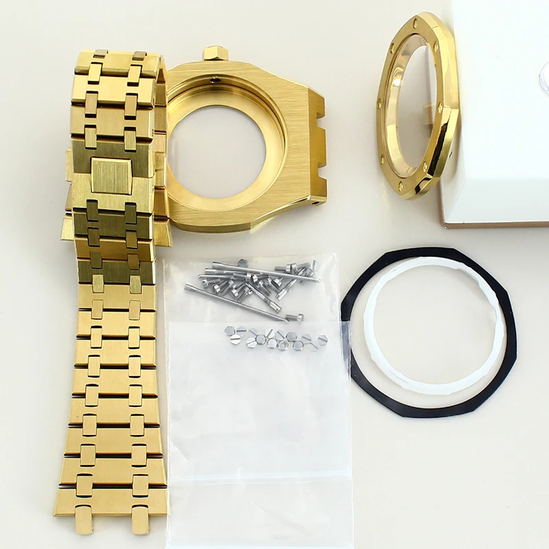 حافظة ساعة رجالية موديل NH35 من خشب البلوط المعدل 100 متر مقاومة للماء 316 حزام من الفولاذ المقاوم للصدأ زجاج الياقوت #4