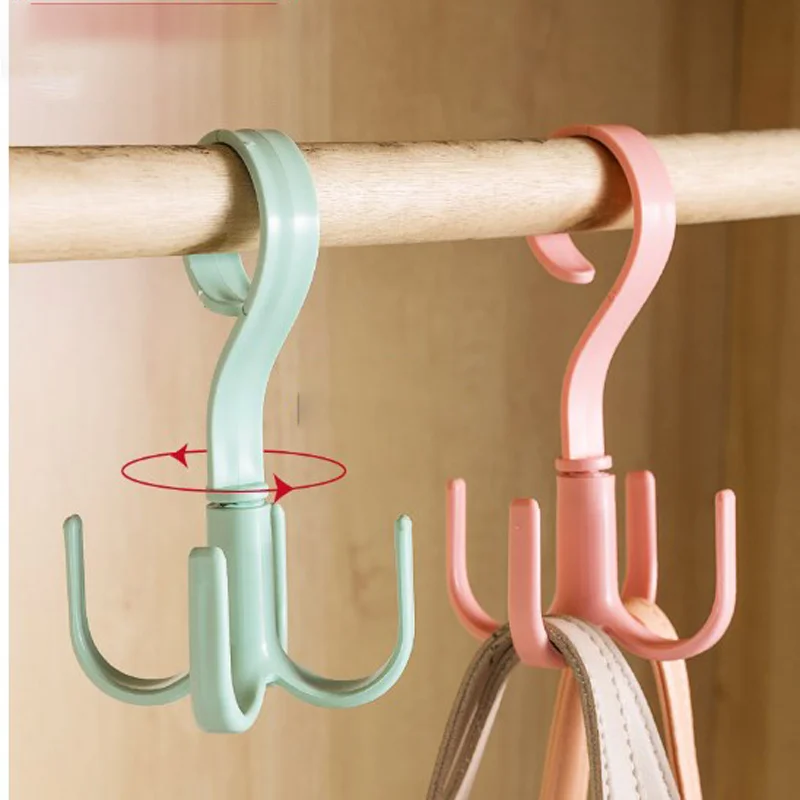 3PCS Creative Multifunctional Rotatable Four Claw Hooks Coat Hanging Bags Scarf Wardrobe Storage Hangers Doorway Hangers Bags