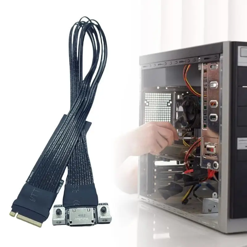 R53C M.2 To Oculink 4I Extension Cable For M.2 Mkey NVME To SFF8611 Adapter Cable PCIe4.0 Gen4 Silver Plated Host Cable