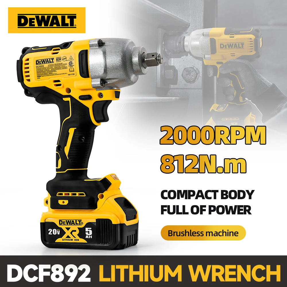 

Dewalt DCF892 Impact Wrench Cordless Extra-large Torque Brusless 1/2" Compact Three Speed Adjustment Auto Repair Power Tools