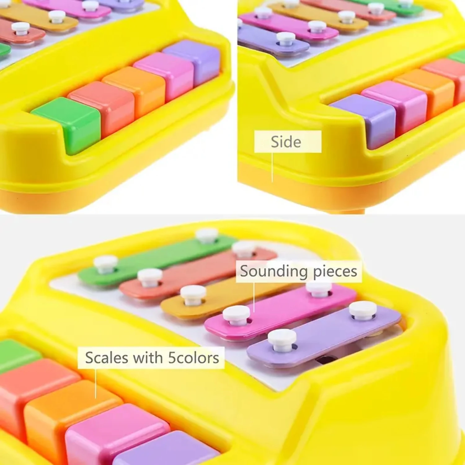 Migliora l'apprendimento e lo sviluppo con il mini giocattolo colorato per pianoforte xilofono a percussione 2 in 1 per i più piccoli - Con 5 tasti vibranti