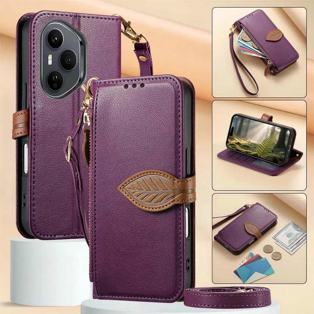 

Honor 400 Smart 5G 4G 2025 Кожаный чехол-кошелек на молнии для Huawei Honor 400 Pro Роскошный чехол Honor 400 Lite Funda