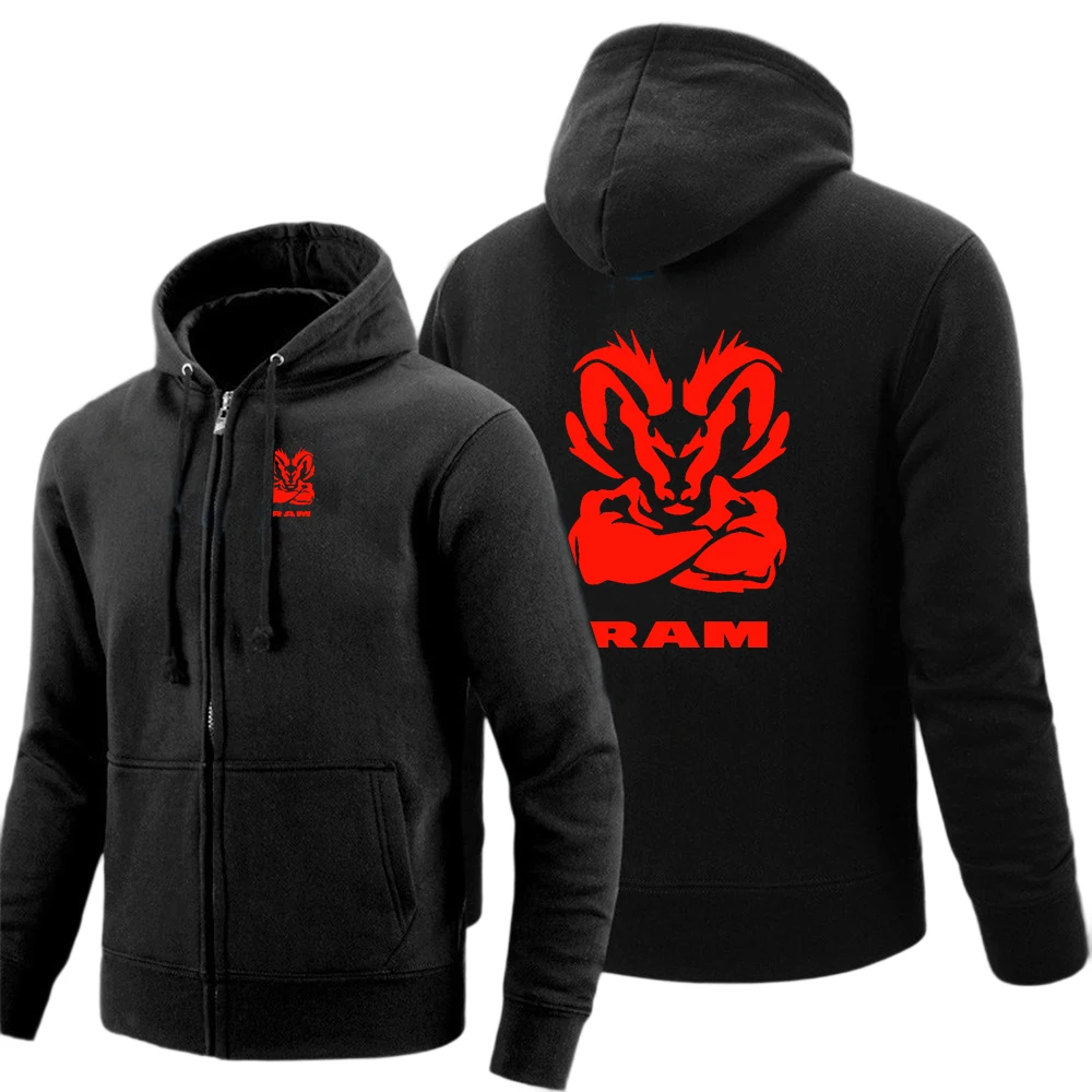 Ram 1500 Turbo Car Logo Print 2026 Chaqueta cómoda con capucha y cremallera para hombre, sudadera deportiva de manga larga, abrigo para primavera y otoño