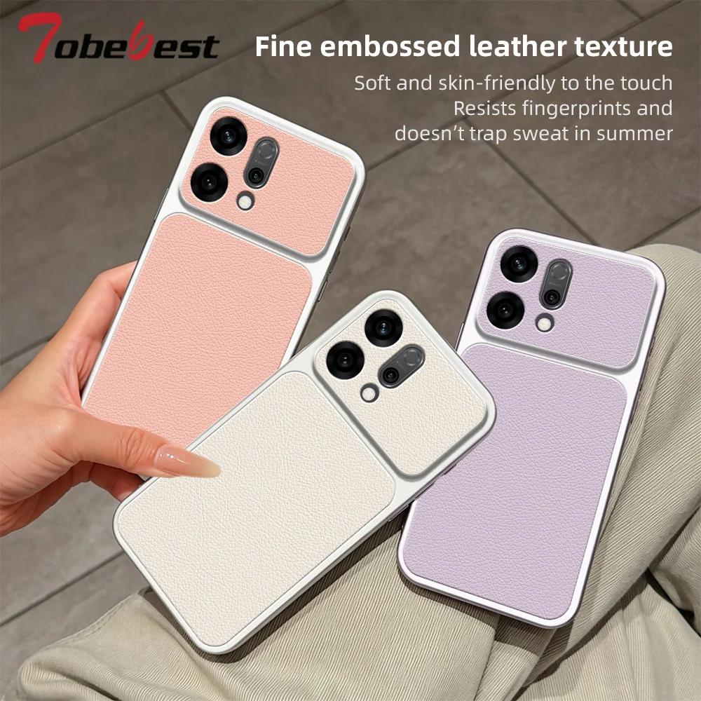 Phone Case For OPPO Reno 14 14F 13 13F 12 12F 11 11F 10 Pro Plus Coque Candy PU Lambskin Camera Protection Soft Back Cover