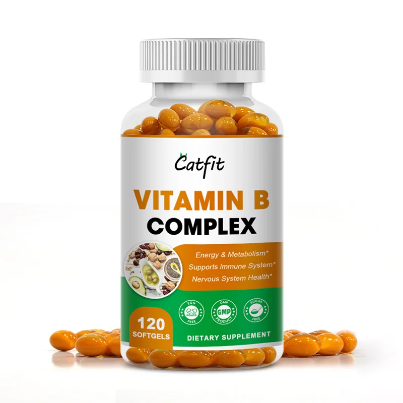 Catfit Compound Vitamin B Capsules VB B1 B2 B3 B5 B6 B7 B9 B12 Resveratrol Relieve Stress&Immune System Support Beauty Health