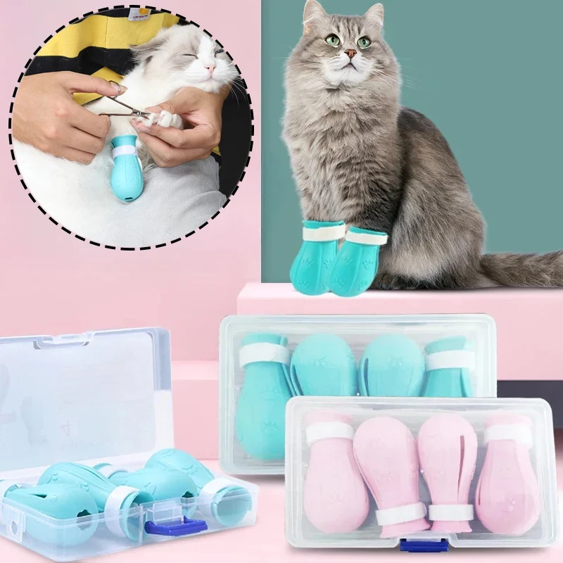 Cat Claw Protection Bath scarpe per gatti resistenti ai graffi stivali da bagno regolabili per animali domestici Cat Claw Nail Covers forniture per