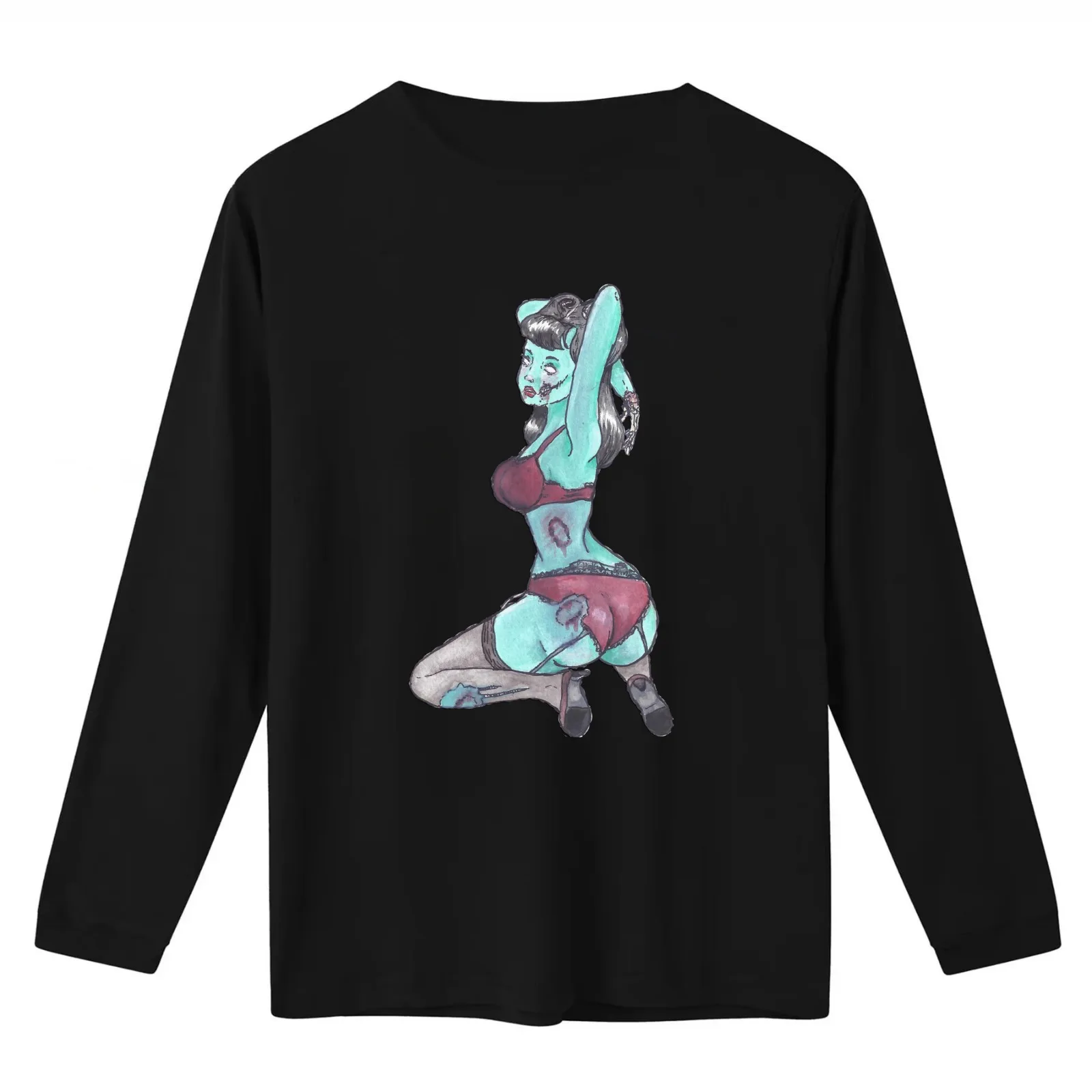 Bite Me Zombie Pin Up T-Shirt Summer Casual Cotton Tee Oversized Streetwear Tops Vintage Graphic Print Unisex Men Women
