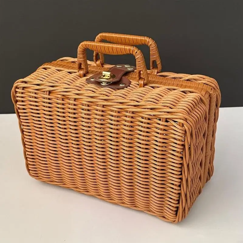 Imitation Rattan Weaving Box Handheld Basket for Travel Lovers and Collectors