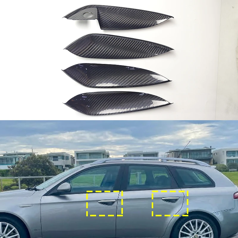 For Alfa Romeo 159 Brera Spider/Sportwagon Estate 939 2004-2012 Real Carbon Fiber Car Exterior Door Handle Recess Trim Car Panel