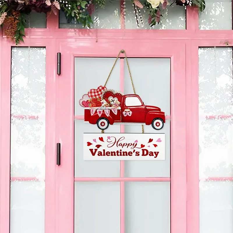 

B45C Valentine's Day Wooden Hanging Sign Valentine Door Decorations Welcome Valentines Day Decor For Front Door