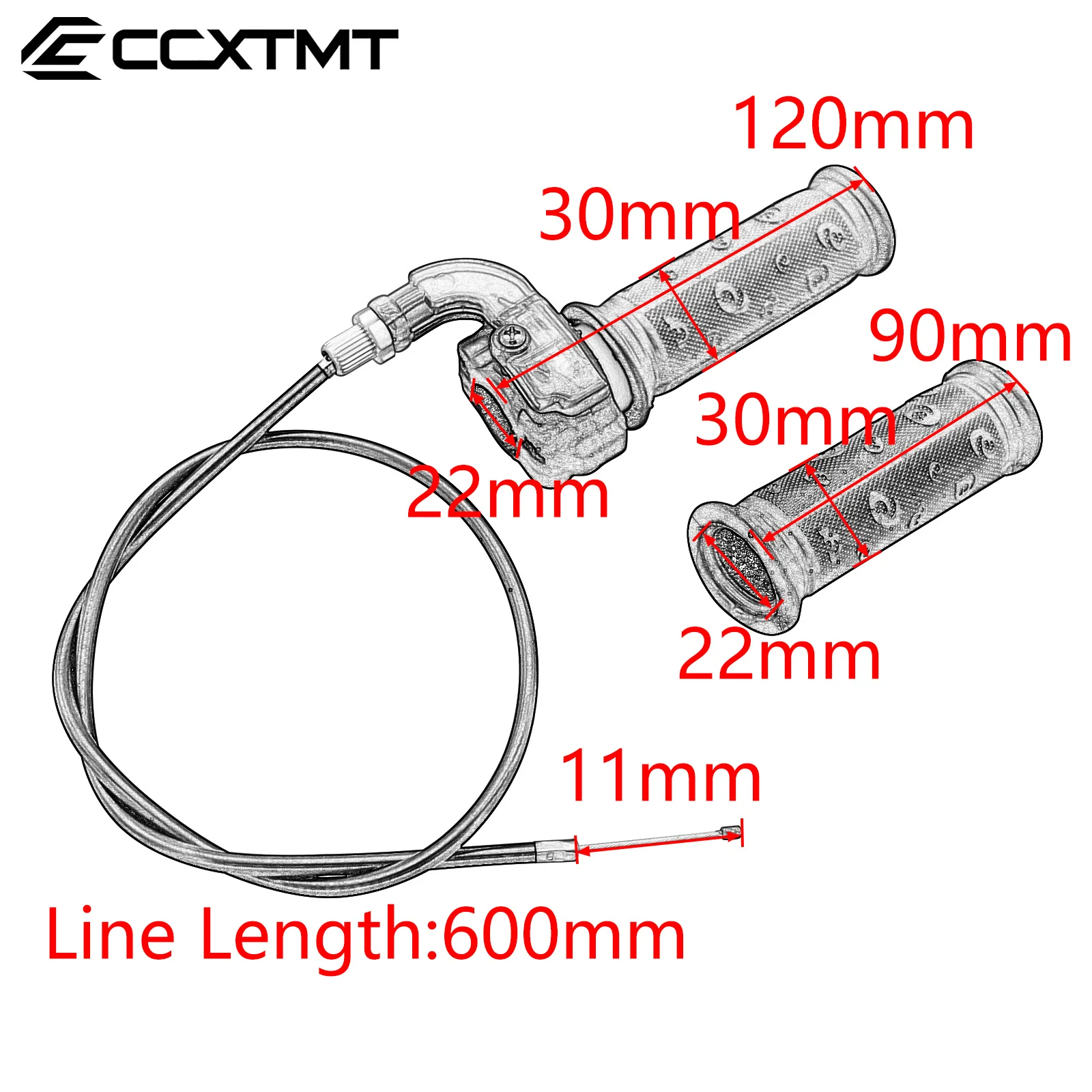Rotary Throttle Accelerator Grip and Cable For 47cc 49cc Mini Motocross ATV Quad Pocket Mini Dirt Bike 22mm Handlebar Refit