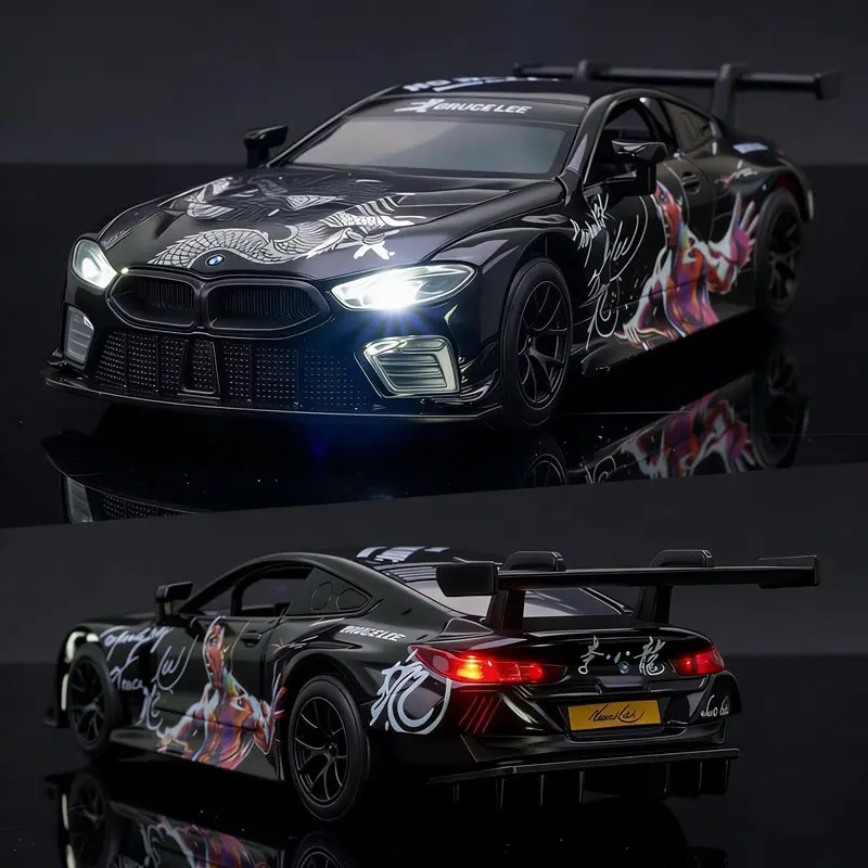 

1:32 BMW M8 GTE Alloy Sports Car Model Diecast Metal Track Racing Vehicle Car Model Sound and Light Simulation Children Toy Gift