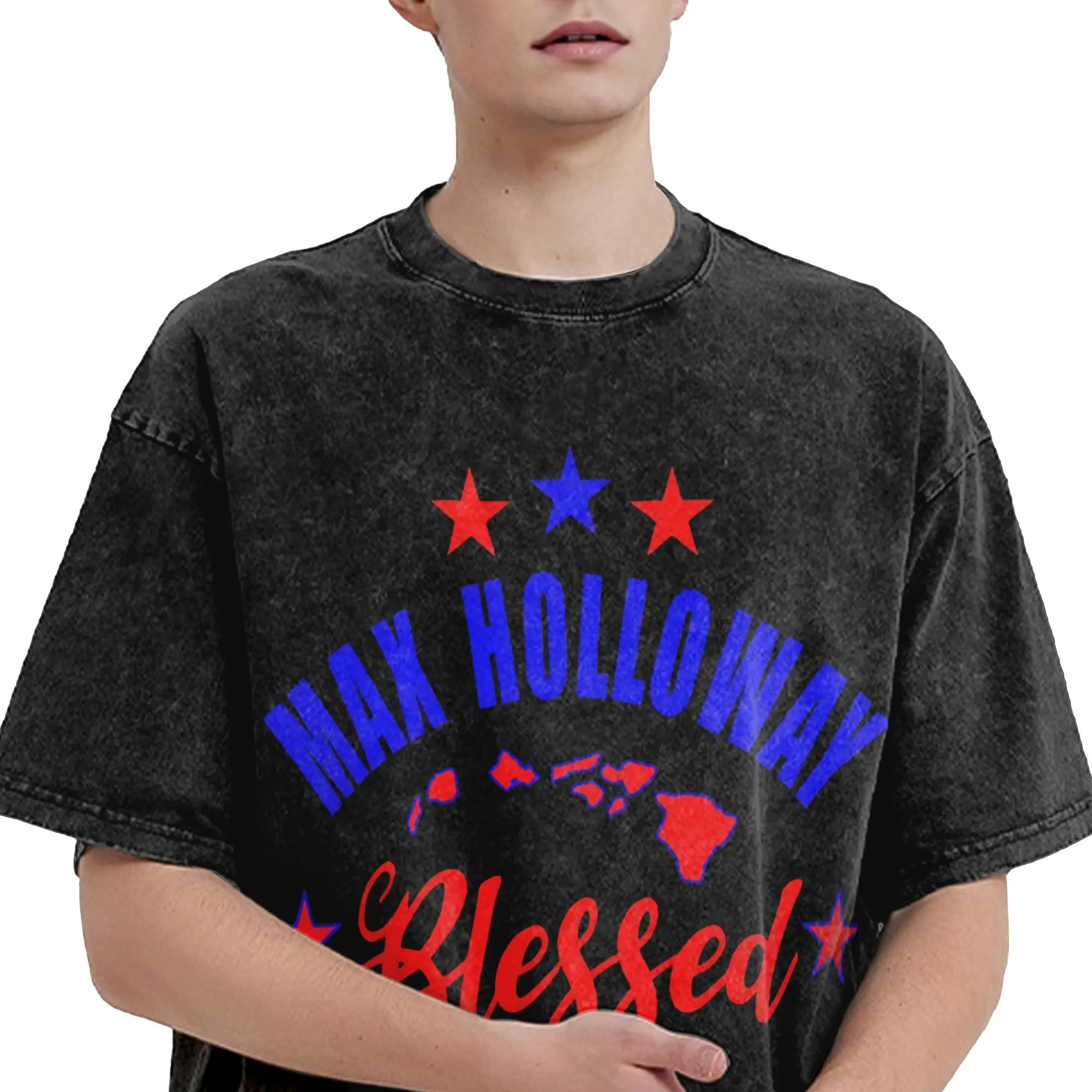 Graphic Printed Maxs Blesseds Holloways Washed Shirt Merch Harajuku T-Shirts  Men Women Tee