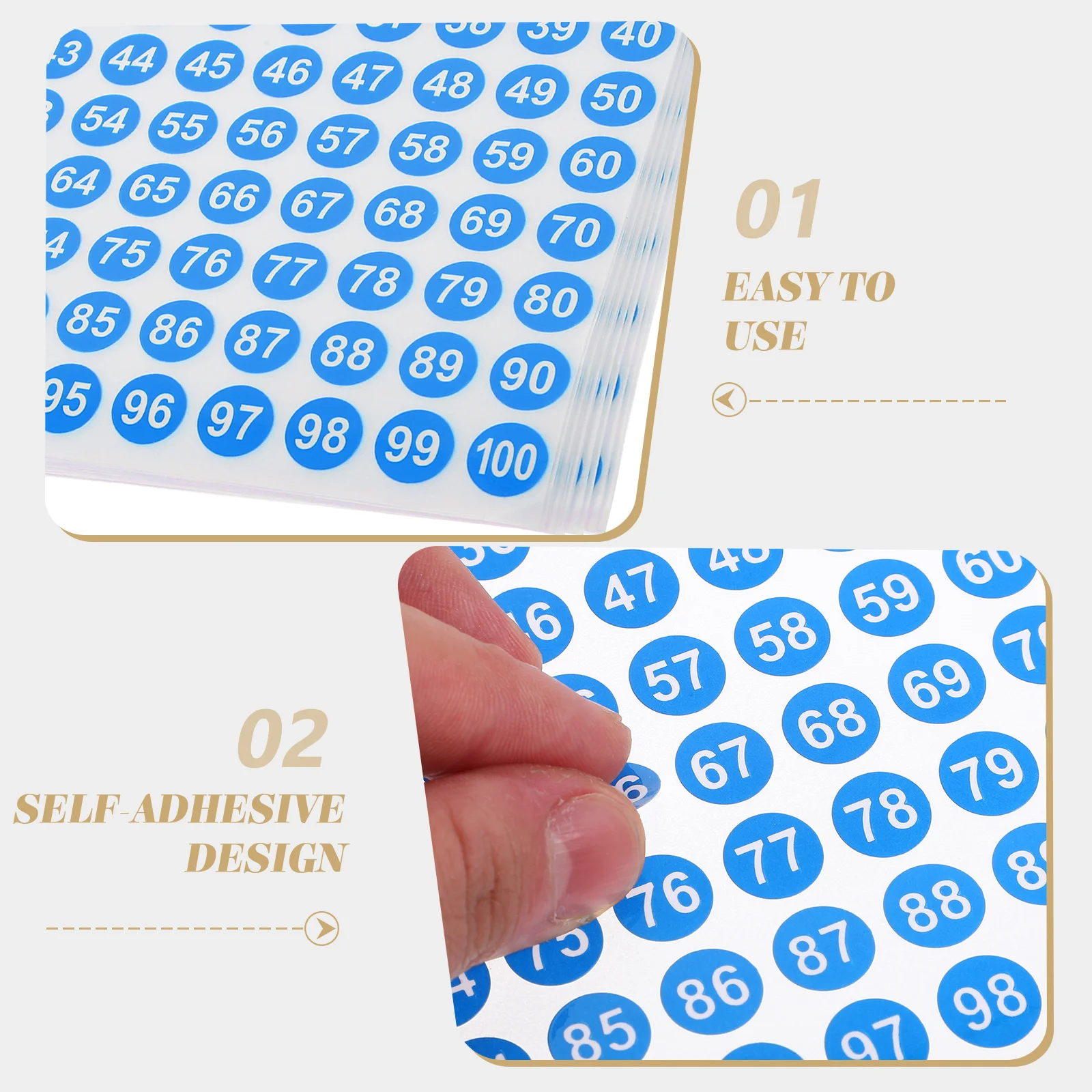 

Round Digital Stickers Waterproof Number Labels Self-Adhesive For Clothes Office Classroom Multi-Use Identification Coding