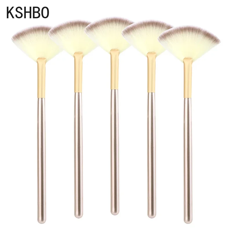 HSHBO 5pcs Fan Brushes Facial Brushes Soft Makeup Brush Cosmetic Applicator Tools Wooden Handle and Soft Fiber for Peel Mask