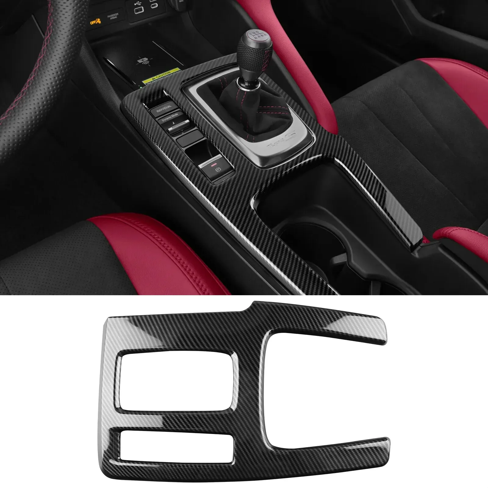 

For Acura Integra 2023 2024 ABS Black Carbon Pattern Gear Shift Panel Cover Trim