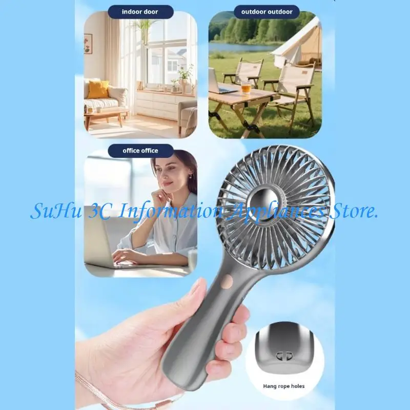 Portable USB Operated Hand Fan 6 Speed Setting Ergonomic Great For Traveler