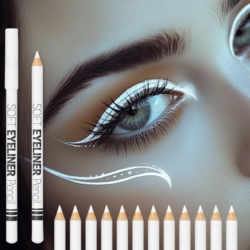 Smooth Waterproof White Eyeliner Pencil - Long-Lasting Eye Brightener Easy Wear Fashion Makeup Tool for Smooth Application